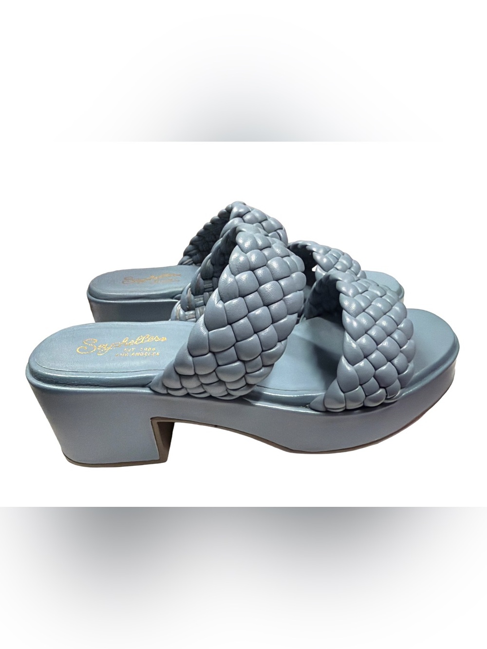 Seychelles Women's Platform Braided Preppy Blue Leather Sandals, Size 8 M, NWT - Picture 10 of 12